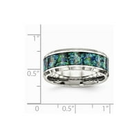 Čvrsti nehrđajući čelik s plavim imitacijom Opal Muški muški vjenčani prsten Udobnost veličine 7,5