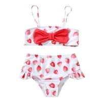 Djevojke kupaće kostim Ljeto Djevojke Djevojke Bowknot Strawberry Prints Dva kupaćeg kostima Bikini