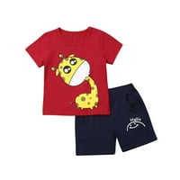 TODDLER Baby Boy Hotsa Outfit Predivan crtani žirafe Print kratkih rukava crvene majice kratke hlače