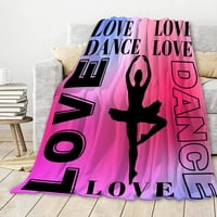 Love Ballet Dancer Baket Super Soft Flannel Blaket Početna Dekor, Plišajte nejasan ugodan krevet pokrivač