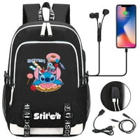 Backpack Bzdaisy sa USB punjenjem i 15 '' Zaštita od laptopa - Stitch Tema uzorka za djecu Teen