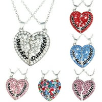 Ogrlice Valentines Dan Majka i kćeri Diamond u obliku srčanog u obliku kćeri Ogrlice za privjesak Majčin