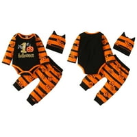 Novorođenče za dječake za djecu Halloween bundeve romper black stripes dugih rukava s dugim rukavima
