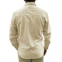 Beige T majica modna muškog ležernog dugmeta na odvlačeći nagib od pune plaže dugih rukava vrhunska