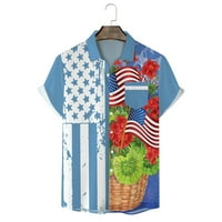 Muška majica Dan nezavisnosti Zastava crtani cvijet Štampanje Personalizirani modni labavi poklopcijski