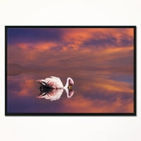 Art DesimanArt Ogroman bijeli flamingo u jezeru životinja uokvirena platna Art Print u.