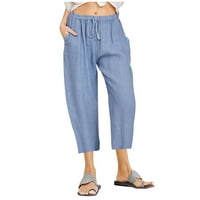 WHLBF Creped pantalone za Women Plus Veličina ispod 10 USD, Žene Ležerne prilike pune pamučne posteljine