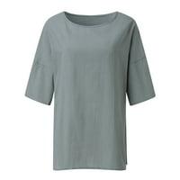 Pamučne majice za ženske majice u boji košulje za posade izrez za žene Bluze na vrhu poslovne casual