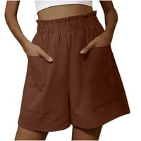 Ženske kratke hlače Modne hlače Leisure Sportske kratke hlače Pocket High Squik Udobne traperice smeđe
