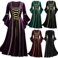 RONG YUN ženska duga haljina Vintage dugih rukava duljina duljina dress Elegant Elven haljina