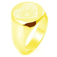 Sterling srebrni cvjetni lotos ugravirani okrugli ravni vrhunski polirani prsten