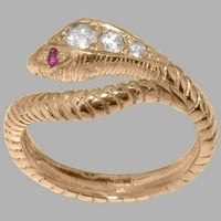 Britanci napravio 18K ružičastog zlata sintetička cirkonija i prirodni rubin ženski prsten - veličine