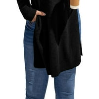 Ženska zvezača Plus Veličina casual obični puloveri za visoki vrat crni 2xl