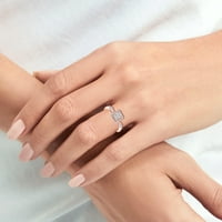 Poshadime Halo prsten - Carat baguette & okrugli rezan bijeli moissanite klaster halo zaručni prsten