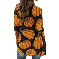 FESFESFES CARDIGANS za žene Halloween Print Cardigan Tops Labavi dugih rukava Fall Casual Cardigan bluza