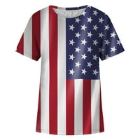 Oalirro Američka zastava Cvjetni vrhovi za žene Dressy Casual 4. jula Ženska bluza Patriotska dana Neovisnost