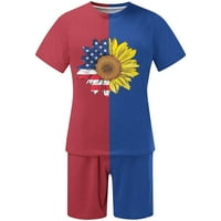 Odeerbi Day košulje za neovisnost kratki set za muškarce Summer Odmor odijelo 3D Print Casual Sports
