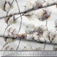 Soimoi Bijela mahovina Georgette tkanina od pamučne kugle cvjetno dekor tkanina tiskano dvorište široko