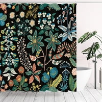 Boho rustikalni cvjetni crni setovi, vintage šarene sočno cvijeće ukras kupaonice sa kukama