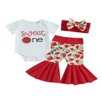 Jaweiwi Djevojke za djevojčice Ljeto Jumpsuits Set Set Todler Outfits za djevojke Watermelon Print kratkih