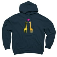 Slatki crtani žiraff par u ljubavi mornarički plavi grafički pulover - dizajn od strane ljudi m