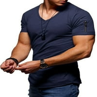 Capreze muškarci T majice Čvrsta boja Bluza Kratki rukav Ljetni vrhovi Slim Fit Majica Arm Zip Pulover