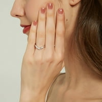 Sterling srebrni 7-kamen vjenčani prstenovi kubični cirkonijski CZ CR-ov zakrivljeni bend za žene, rodijumske
