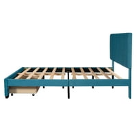 Kraljica veličine odvaga ležaja tapecirana platforma krevet sa velikom ladicom - plavom bojom