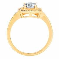 1. CT sjajan okrugli rez prozirni simulirani dijamant 18k žuti zlatni halo pasijans sa accentima prsten