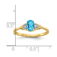 Real 14kt žuto zlato plava Topaz i dijamantska prstena Veličina: 7; za odrasle i tinejdžere; Za žene