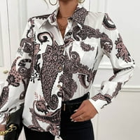 Ženska bluza Ležerne prilike Letnje V-izrez Roll up ruffe labav elegantna reverska košulja za tiskane