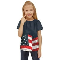 Djevojkov vrhovi Dan nezavisnosti Ispis okrugli vrat kratki rukav casual 3-12Y majica