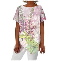 Ženski ljetni vrhovi Ženski modni retro tisak okrugli vrat kratkih rukava majica na vrhu majica