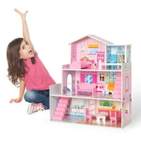 Vikendica Goown Dolls House Dreamy Classic Dollhouse s namještajem, igračka Obiteljska kuća Reprodukcija