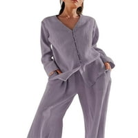 Biekopu ženska ljetna pidžama set, dugulja s dugim rukavima dolje majica + harem hlače set Loungewear