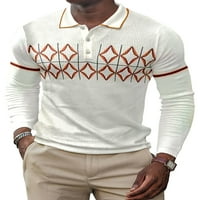 Capreze mens t majica rever izrez za dugi rukav polo majica u boji blok bluza Geometrijska tiskana majica