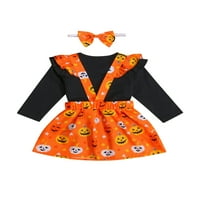 0- mjeseci dječje djevojke Halloween outfit fly s dugim rukavima ROMPER PUMPKIN Ispiši suknje za suknje