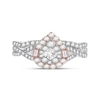14KT dvotonski zlatni princezi Diamond Bridal Wedding prsten set 1- cttw