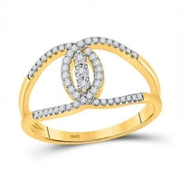 14k žuto zlato okruglo Diamond Modni 3-kameni prsten CTTW