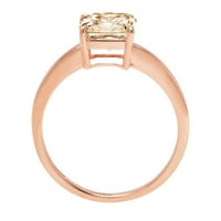 1.5CT Asscher Cut Brown Prirodni morgatit 14k ružičasto zlato Angažovane prstene veličine 9.25