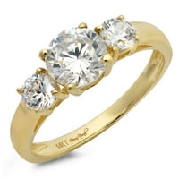 1.5ct okrugli rez bijeli safir 14K žuti zlatni godišnjica angažmana kamena prstena veličine 8.25