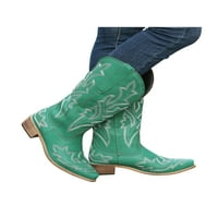 Zodanni dame Vintage Cipele pokazivane prsti Western Boot široke kalefe kože zime zimske modne modne