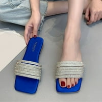 Daznico papuče za žene Ljetne žene papuče od kaiševa ravna otvorena nožna prst pune boje casual blue