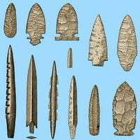 Mezolitički i neolitički flint alati za plakat Print Science izvora