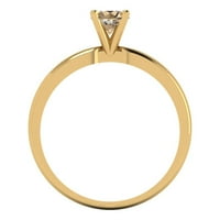 0. CT Sjajan okrugli rez Clear Simulirani dijamant 18k žuti zlatni pasijans prsten sz 9.75