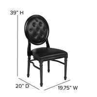 Bizchair LB. Kapacitet kralj Louis stolica s tufanim leđima, crni vinil sjedalo i crni okvir