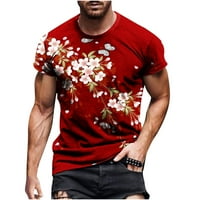 Caveitl majice za muškarce, muškarci casual okrugli izrez cvijet 3D digitalni ispis pulover fitness