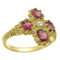 Britanci napravio je 10k žuto zlatni kubični cirkonijski i ružičasti turmalin ženski prsten za angažman - Veličine opcije - Veličina 6.25