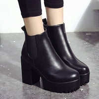 SNGXGN platforma Mini boot za žene kliznute šiljaste nožne cipele za žene za žene, crne, veličine 38
