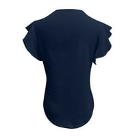 Yubatuo Žene vrhovi ženskih modnih ljetnih casual ruffle kratkih rukava okrugli vrat Čvrsti top bluze